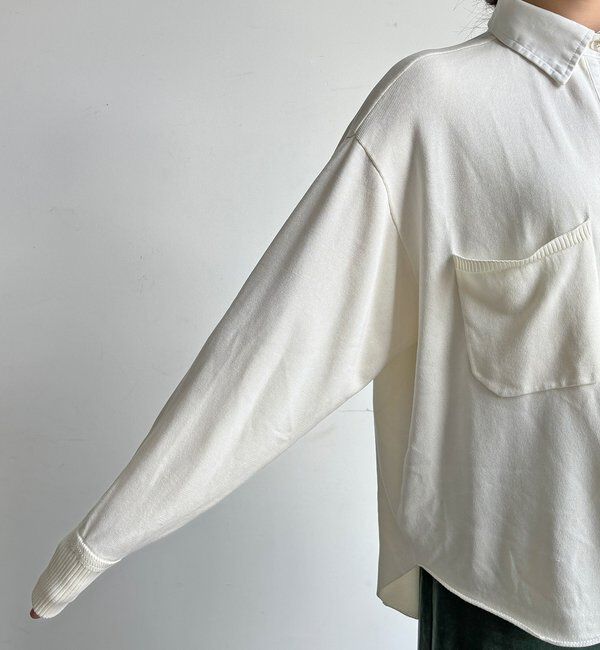  「【WEB限定】ニット異素材切替シャツ」|ニット・セーター|