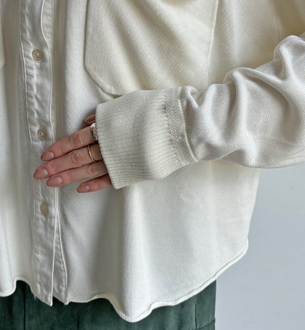  「【WEB限定】ニット異素材切替シャツ」|ニット・セーター|