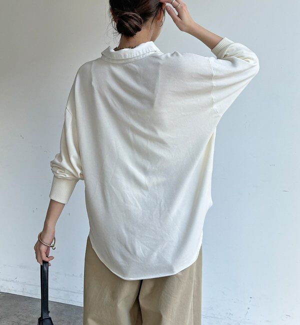  「【WEB限定】ニット異素材切替シャツ」|ニット・セーター|