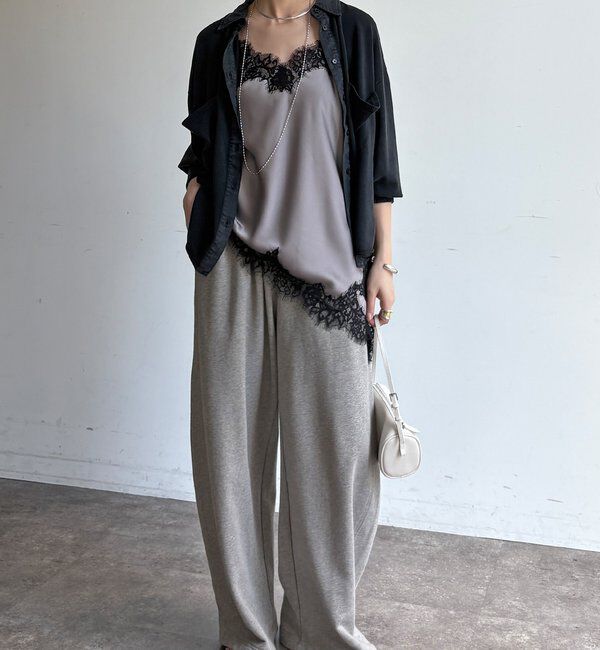  「【WEB限定】ニット異素材切替シャツ」|ニット・セーター|