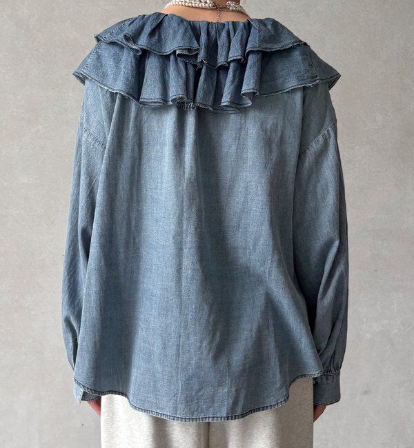  「ライトデニムフリルブラウス」|シャツ・ブラウス|