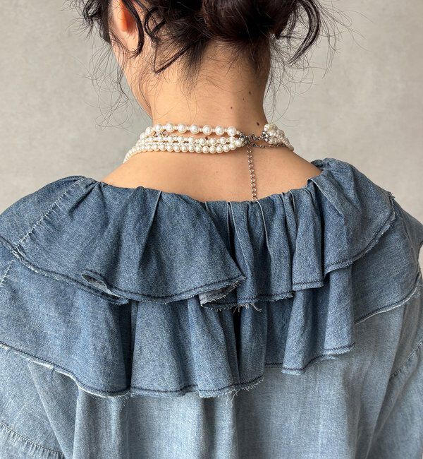  「ライトデニムフリルブラウス」|シャツ・ブラウス|