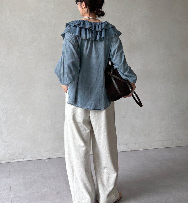  「ライトデニムフリルブラウス」|シャツ・ブラウス|