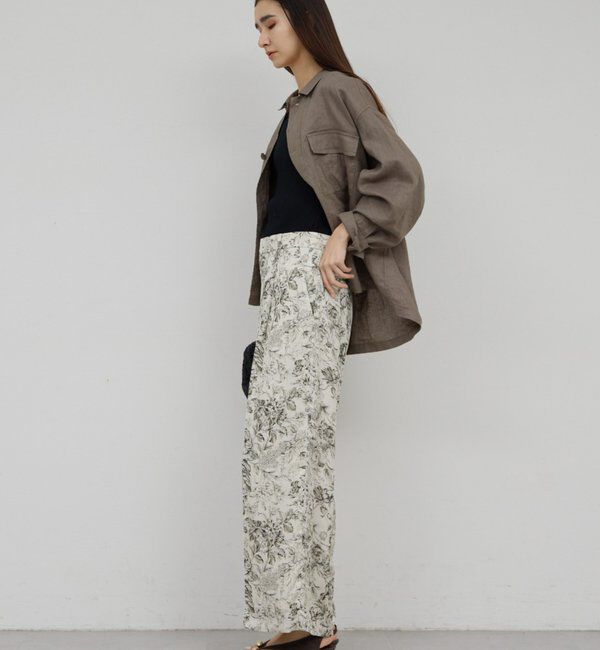  「【セットアップ対応】ボタニカルサテンスラックス」|チノ|