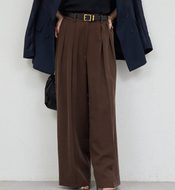  「リネンダブルタックパンツ」|チノ|ブラウン