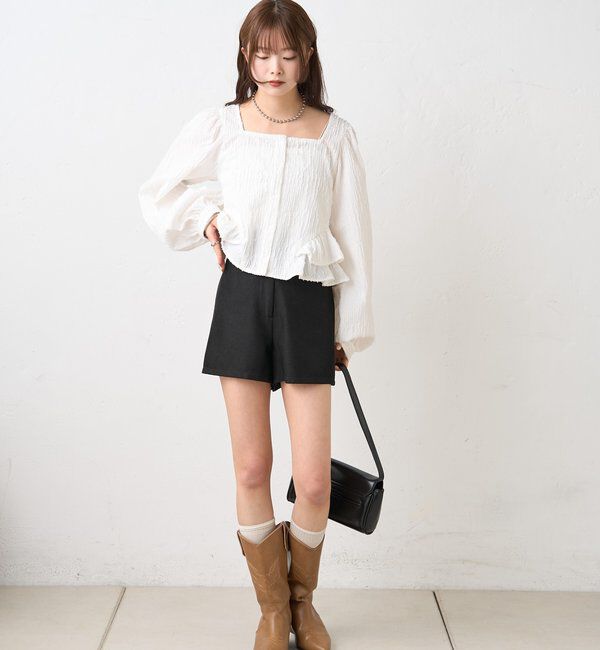  「ジャガード裾フリルブラウス」|シャツ・ブラウス|