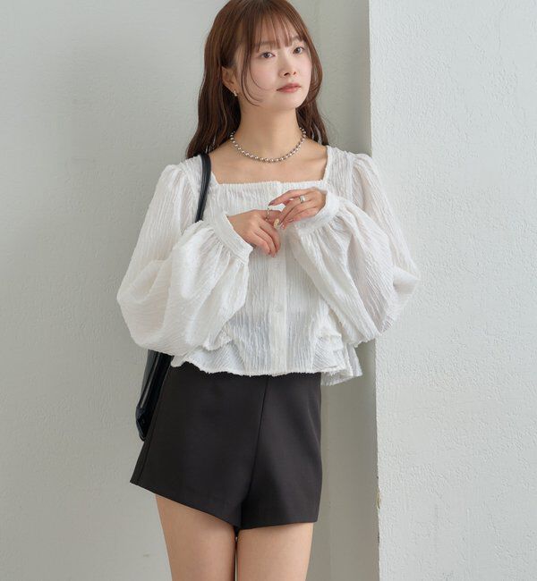  「ジャガード裾フリルブラウス」|シャツ・ブラウス|