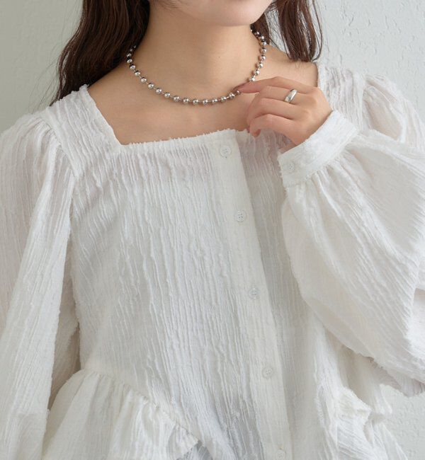  「ジャガード裾フリルブラウス」|シャツ・ブラウス|