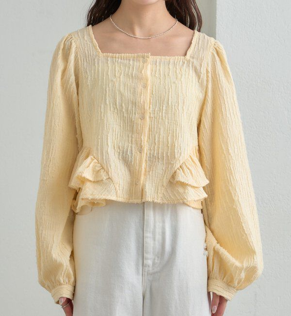  「ジャガード裾フリルブラウス」|シャツ・ブラウス|