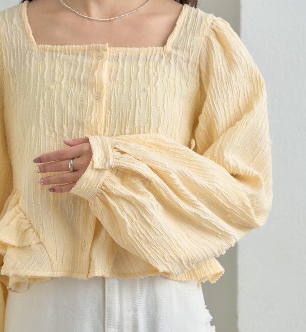  「ジャガード裾フリルブラウス」|シャツ・ブラウス|