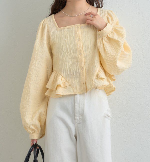  「ジャガード裾フリルブラウス」|シャツ・ブラウス|