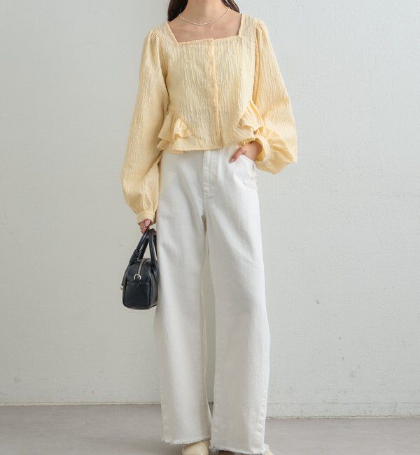  「ジャガード裾フリルブラウス」|シャツ・ブラウス|