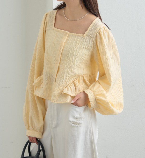  「ジャガード裾フリルブラウス」|シャツ・ブラウス|