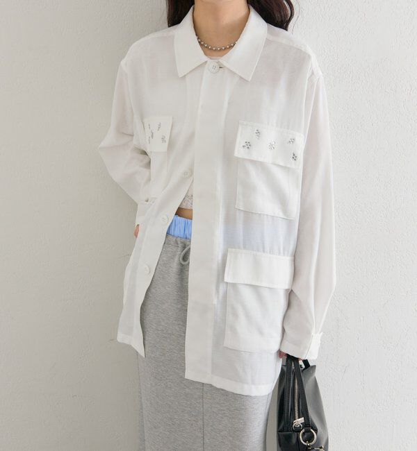  「ポケットビジューカバーオール」|ブルゾン・スタジャン|