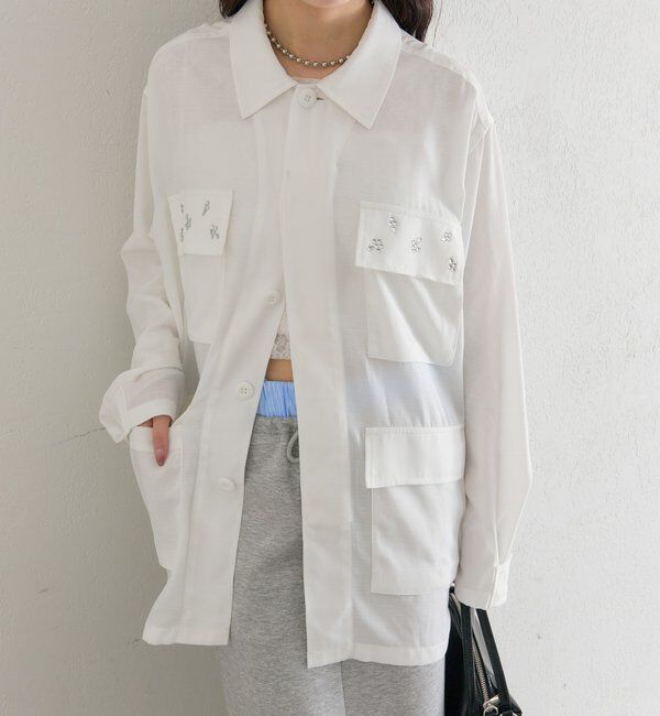  「ポケットビジューカバーオール」|ブルゾン・スタジャン|