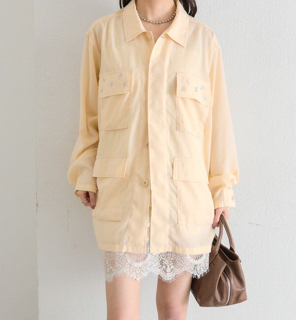  「ポケットビジューカバーオール」|ブルゾン・スタジャン|