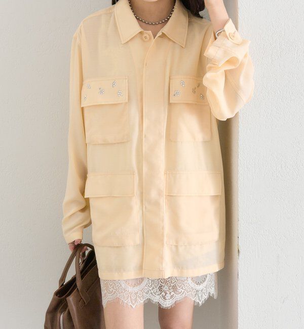  「ポケットビジューカバーオール」|ブルゾン・スタジャン|