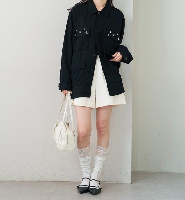  「ポケットビジューカバーオール」|ブルゾン・スタジャン|