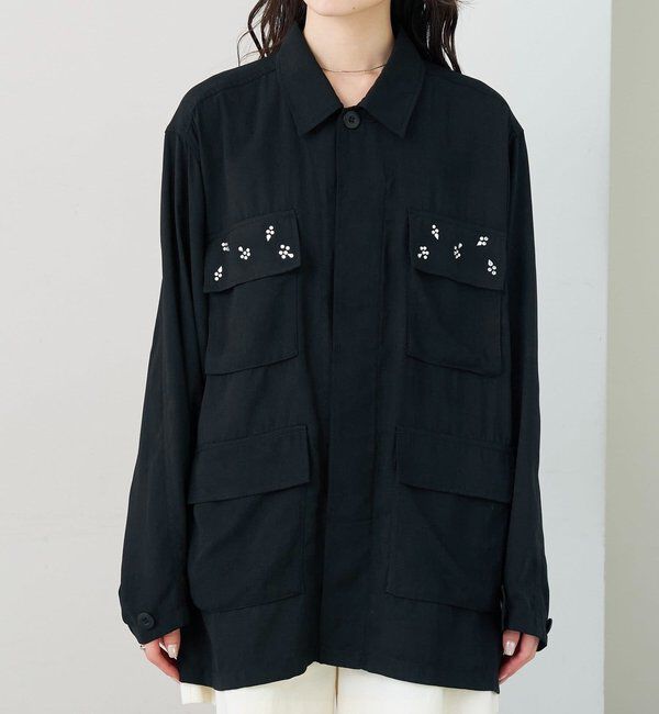  「ポケットビジューカバーオール」|ブルゾン・スタジャン|