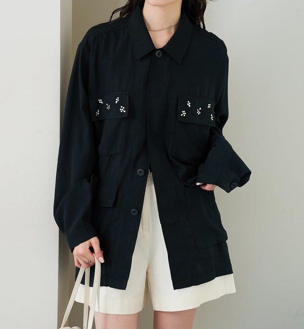  「ポケットビジューカバーオール」|ブルゾン・スタジャン|