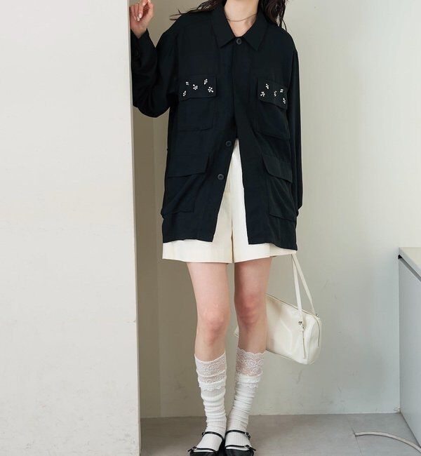  「ポケットビジューカバーオール」|ブルゾン・スタジャン|