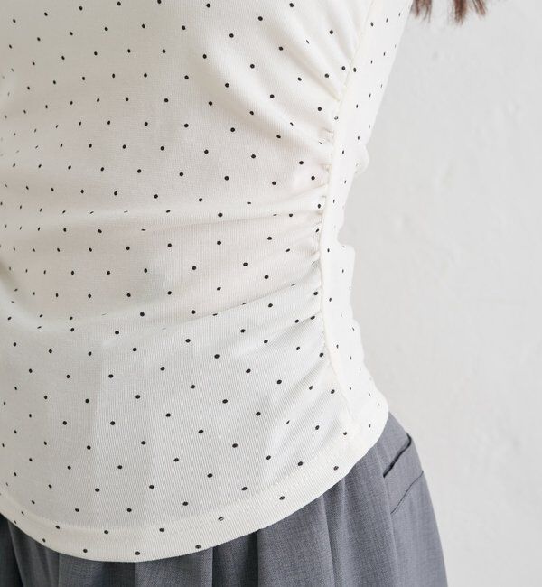  「パット付きサイドギャザードットキャミソール」|キャミソール|