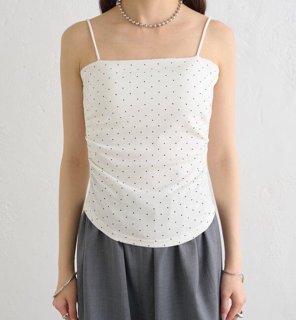  「パット付きサイドギャザードットキャミソール」|キャミソール|