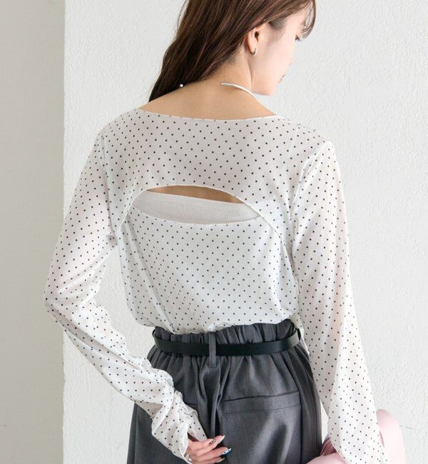  「バックシャンドットチュールロンT」|Tシャツ・カットソー|オフホワイト