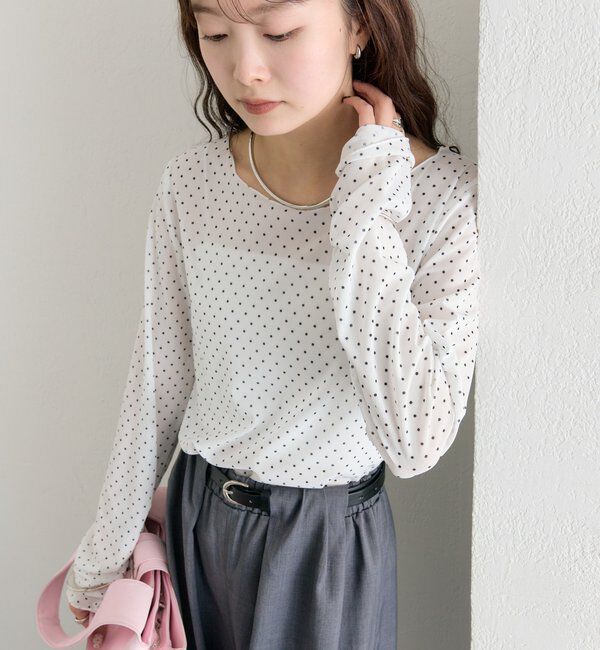  「バックシャンドットチュールロンT」|Tシャツ・カットソー|