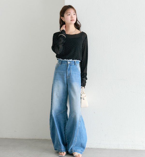  「バックシャンドットチュールロンT」|Tシャツ・カットソー|