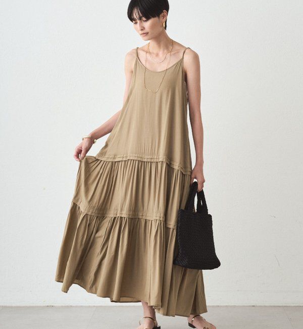  「サテンティアードキャミワンピース」|ワンピース|