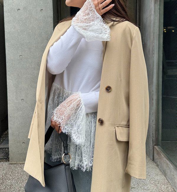  「【トレンド感あるレイヤードスタイルに！】レースロンT」|シャツ・ブラウス|