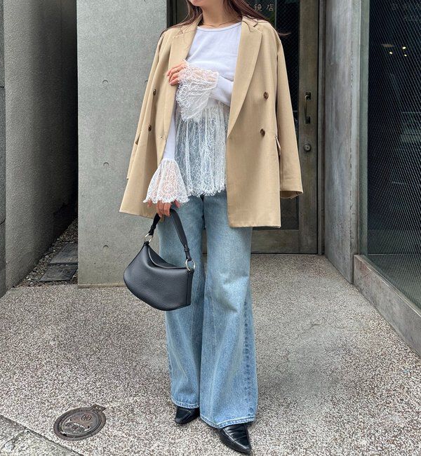  「【トレンド感あるレイヤードスタイルに！】レースロンT」|シャツ・ブラウス|