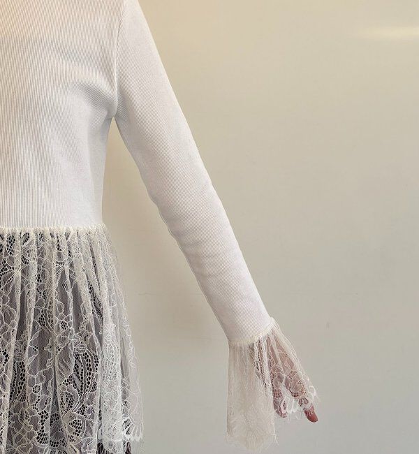  「【トレンド感あるレイヤードスタイルに！】レースロンT」|シャツ・ブラウス|