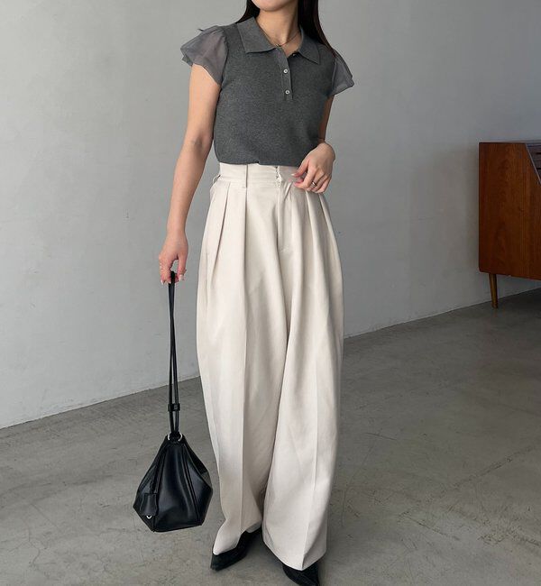  「ミニバルーンスリーブポロニット」|ニット・セーター|