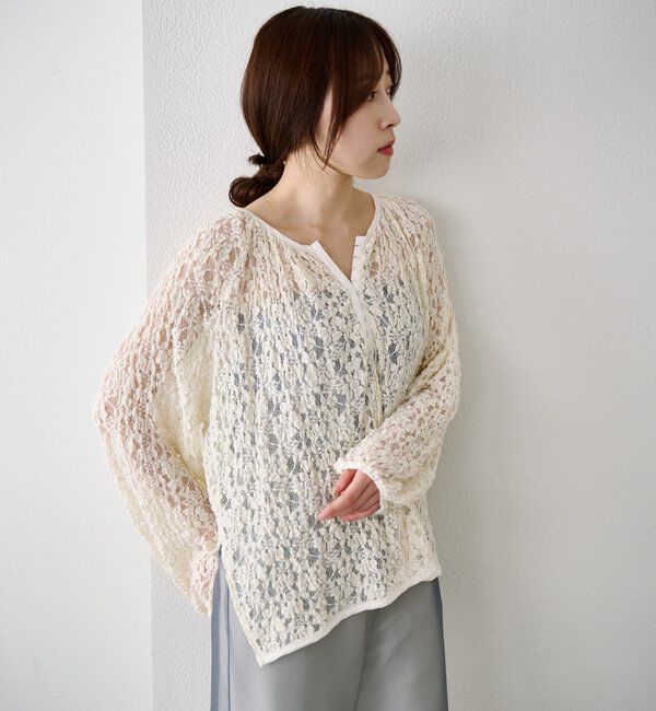  「サイドスリットレースブラウス」|シャツ・ブラウス|