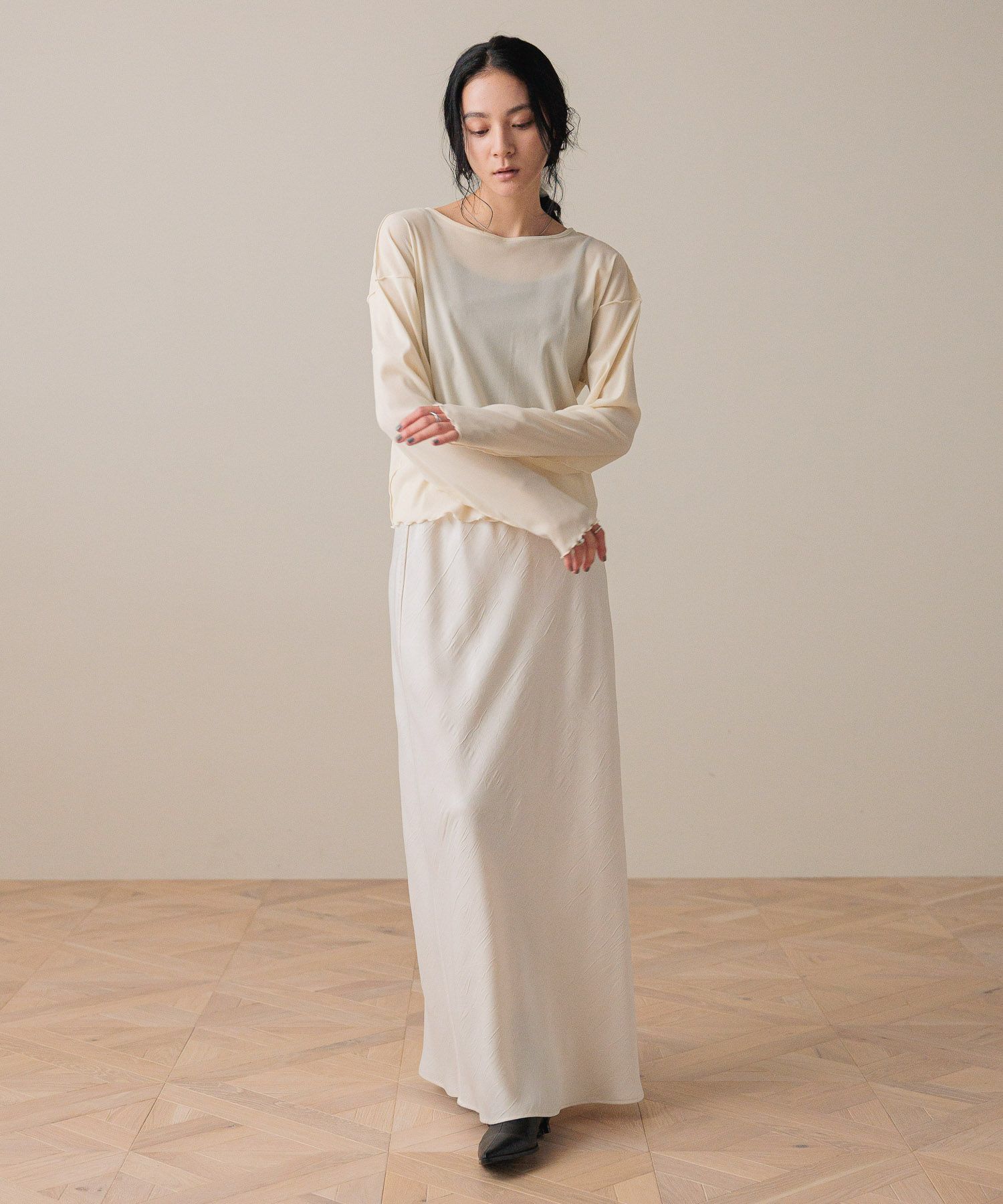 LOWRYS FARM「【前後着用可能】ベロア２ＷＡＹプルオーバーＬＳ」|Tシャツ・カットソー|