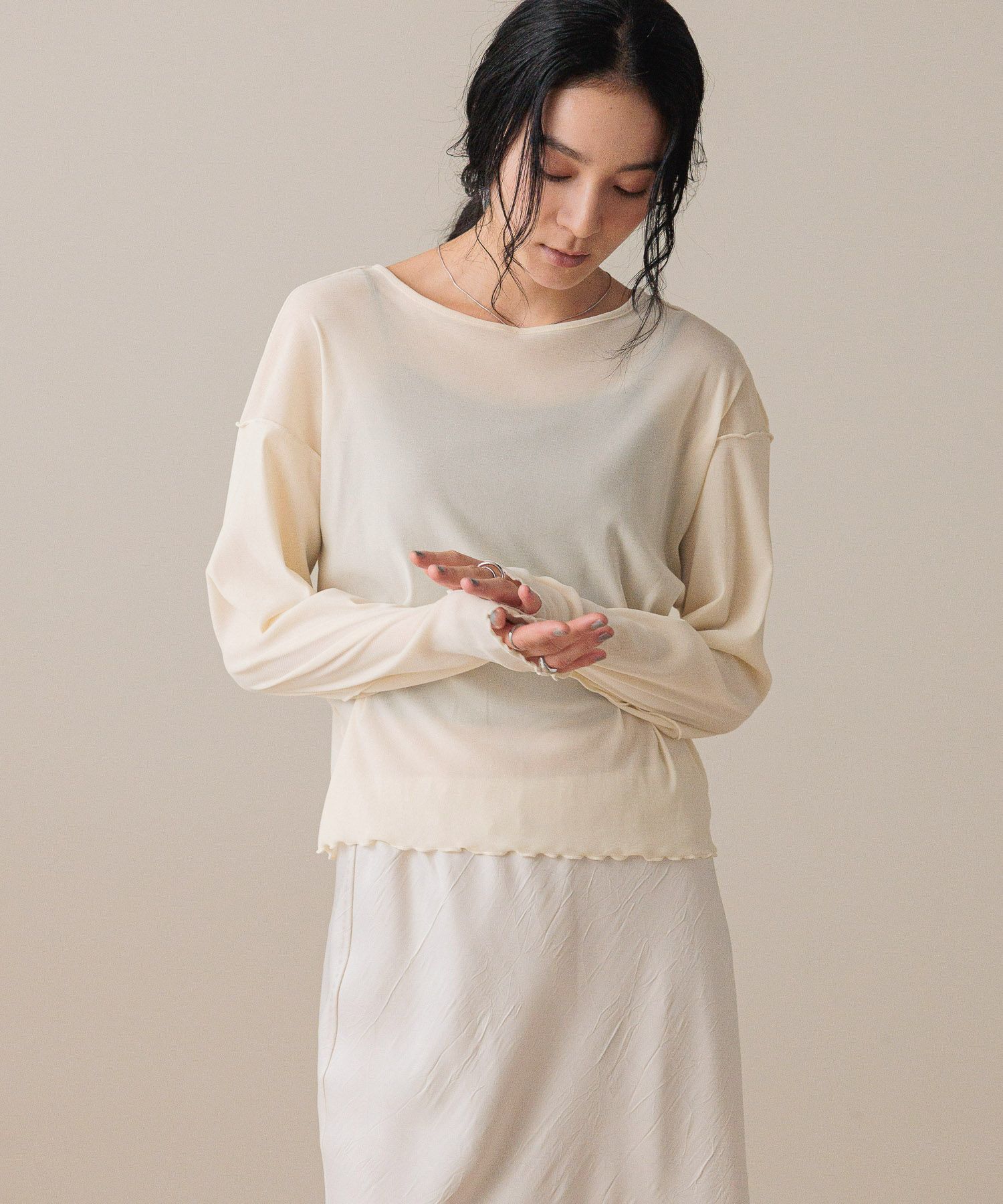 LOWRYS FARM「【前後着用可能】ベロア２ＷＡＹプルオーバーＬＳ」|Tシャツ・カットソー|