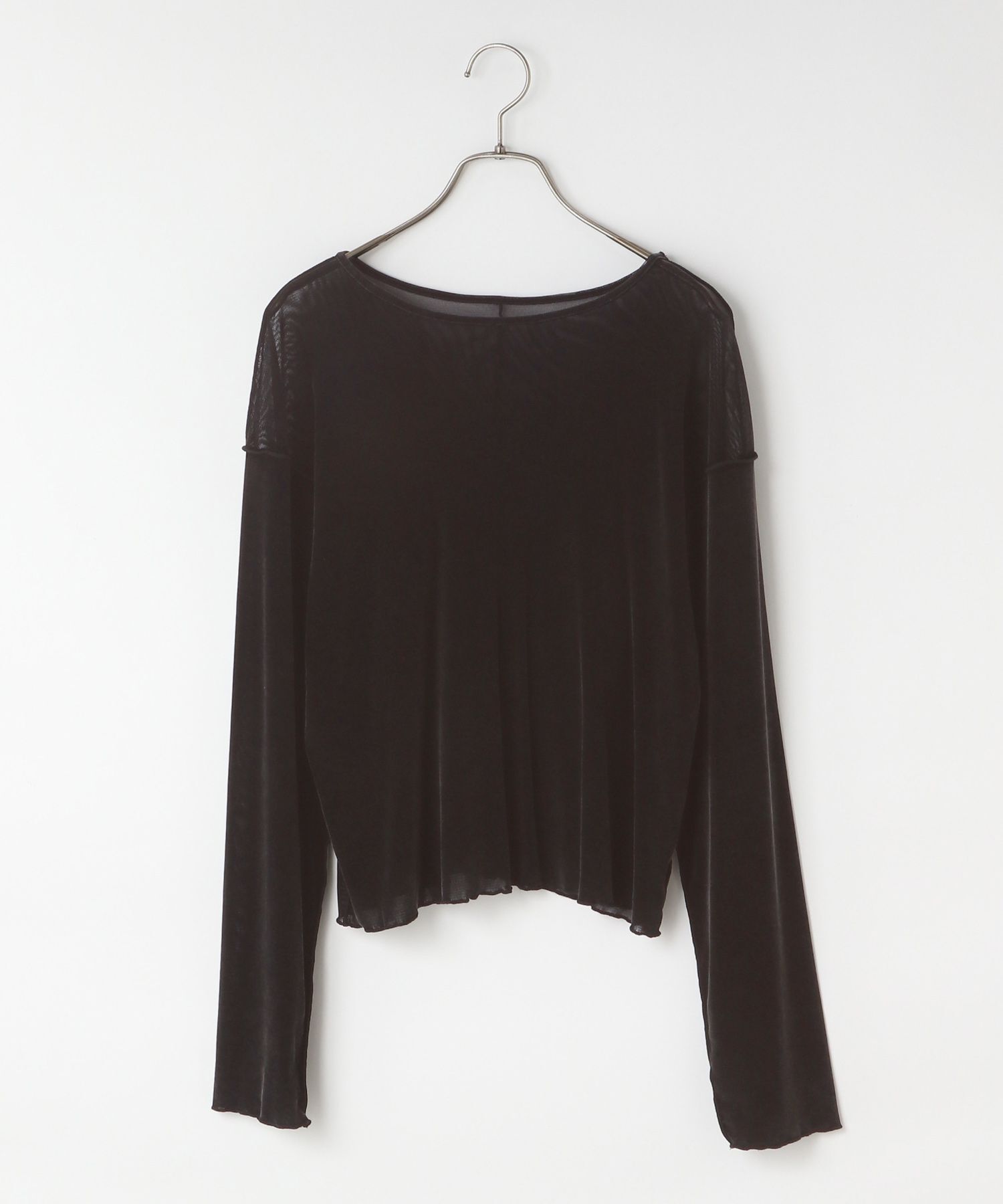 LOWRYS FARM「【前後着用可能】ベロア２ＷＡＹプルオーバーＬＳ」|Tシャツ・カットソー|BLK