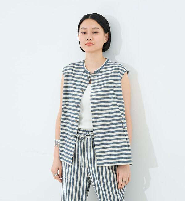 collex「ボーダーノースリーブブラウス」|シャツ・ブラウス|