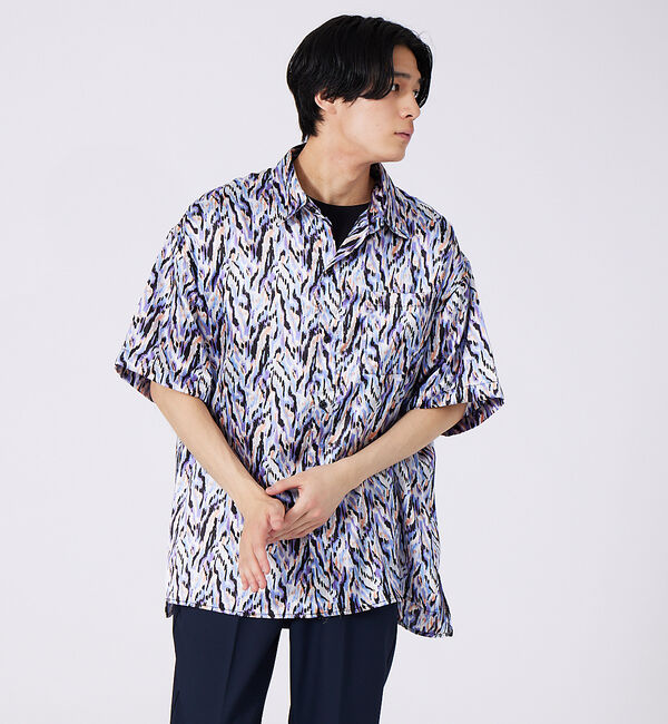 ABAHOUSE「総柄プリント ビッグシルエット とろみシャツ」|シャツ・ブラウス|