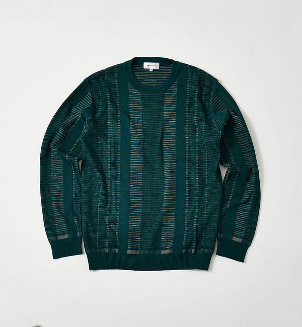 ABAHOUSE「【ラメ混シャドーブロック】プルオーバー ニット」|ニット・セーター|グリーン