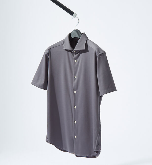 ABAHOUSE「【接触冷感】アイスピケ ストレッチ 半袖シャツ / FLEX SHIRTS」|シャツ・ブラウス|チャコールグレー