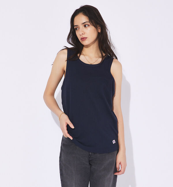 ABAHOUSE「【JEMORGAN ジェイイーモーガン】鹿の子タンクトップ」|キャミソール|ネイビー