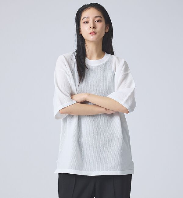ABAHOUSE「【FORTUNA /フォルトゥナ】ECOTEC KnitメッシュT/エコテックニ」|ニット・セーター|