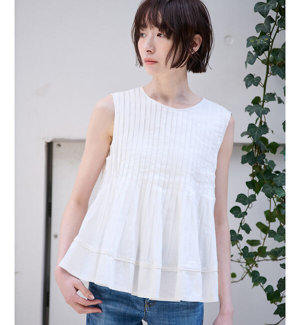 Rouge vif「【MICA&DEAL/マイカアンドディール】ノースリーブピンタックブラウス　タッ」|シャツ・ブラウス|