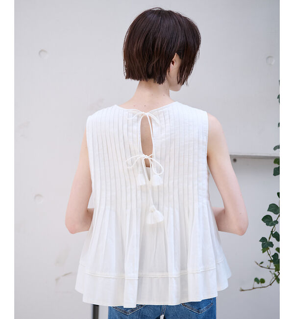 Rouge vif「【MICA&DEAL/マイカアンドディール】ノースリーブピンタックブラウス　タッ」|シャツ・ブラウス|