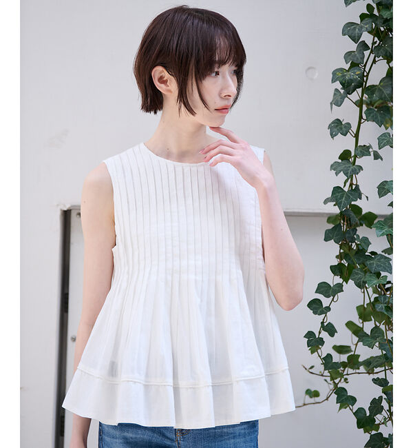 Rouge vif「【MICA&DEAL/マイカアンドディール】ノースリーブピンタックブラウス　タッ」|シャツ・ブラウス|