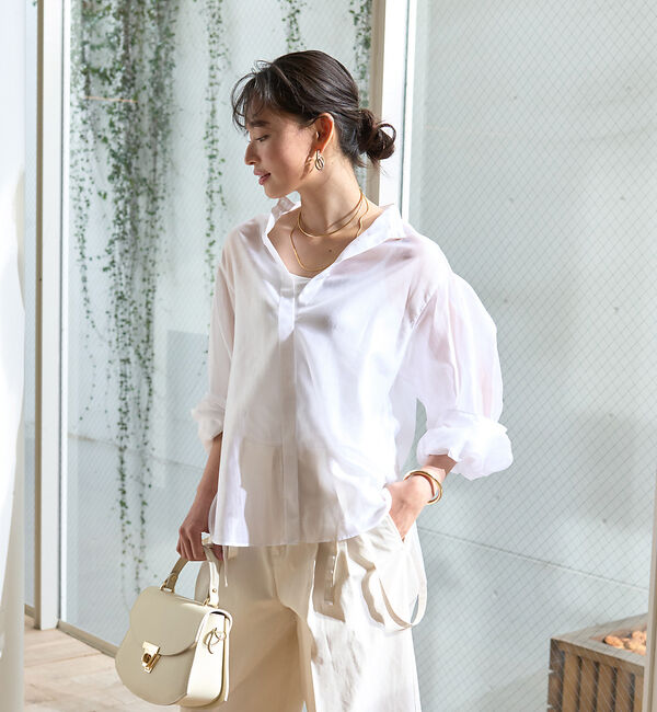 Rouge vif「タックボリューム袖シアーブラウス」|シャツ・ブラウス|