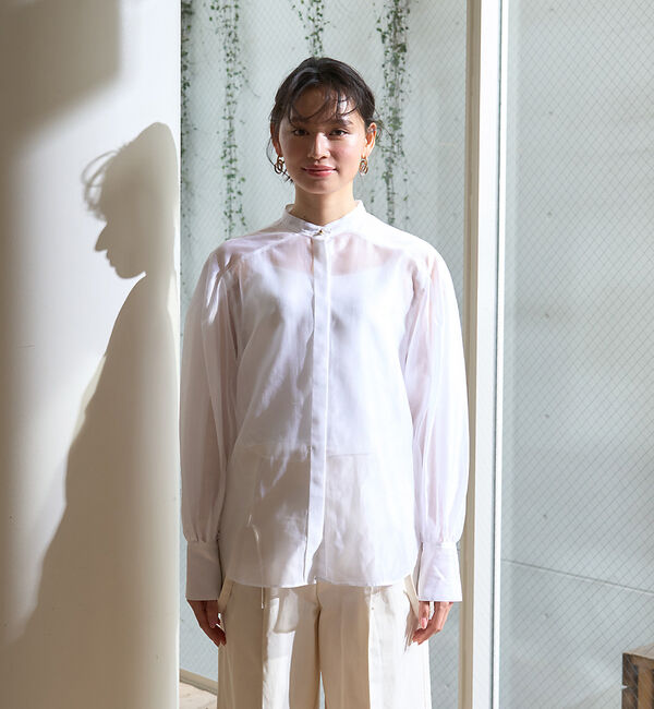 Rouge vif「タックボリューム袖シアーブラウス」|シャツ・ブラウス|